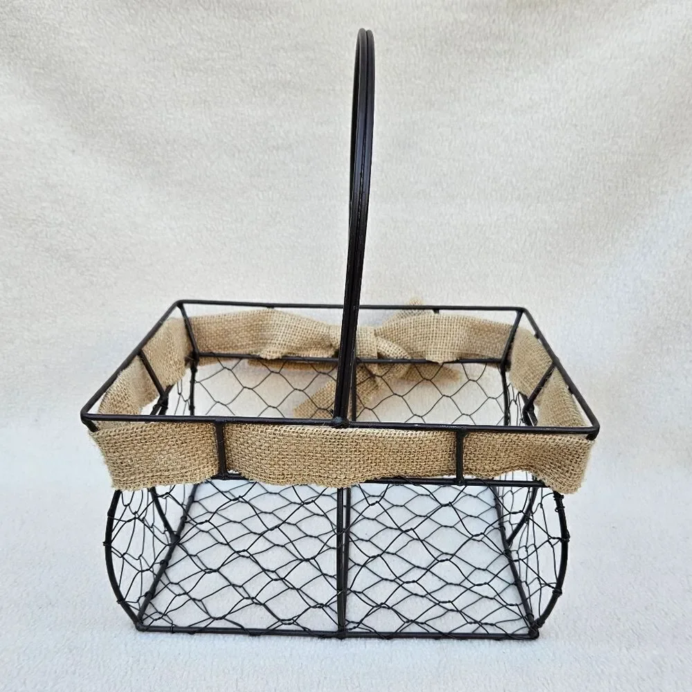 Large Bronze Metal Basket With Handle